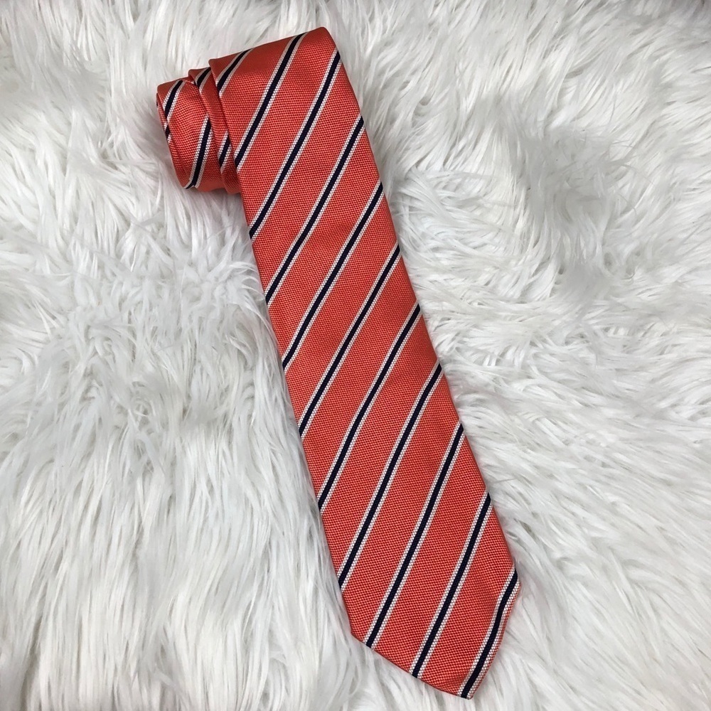 Les Copains Orange Stripe Silk Tie Made in Italy